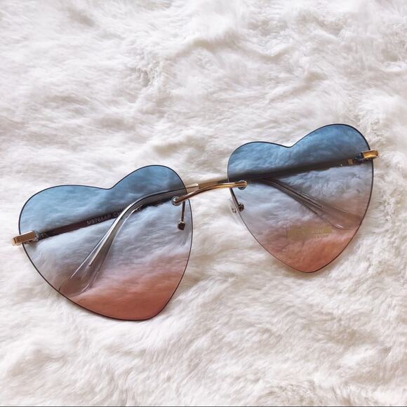 Miley Blue & Pink Gradient Heart Sunglasses - Picture 3 of 10